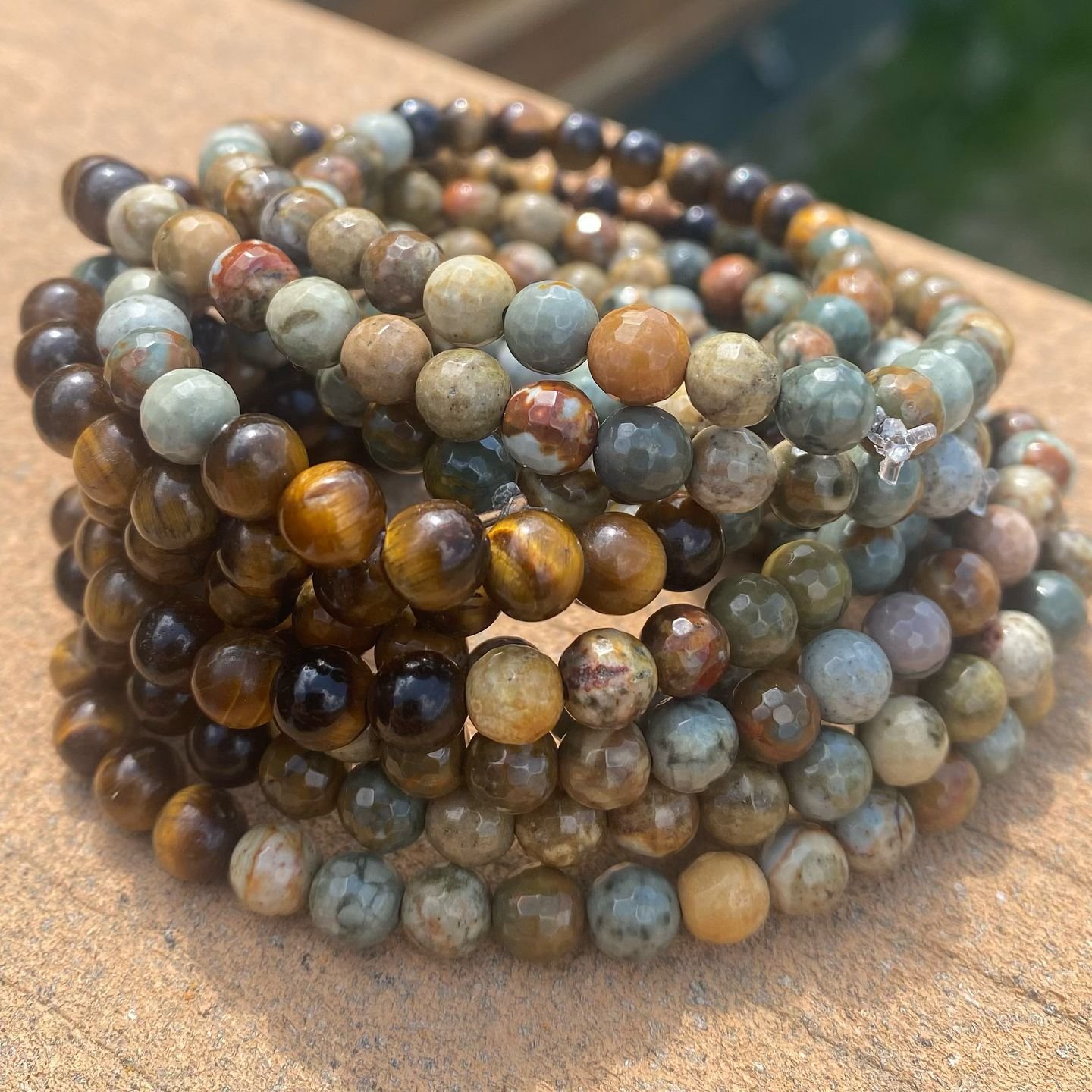 Rocky Butte Jasper &amp; Tiger&rsquo;s Eye
.
.
✨Nurturing Strength✨
.
.
I think I&rsquo;ve found a new favorite stone
.
.
#beadedbracelets #handmadejewelry #reikiinfusedjewelry💫