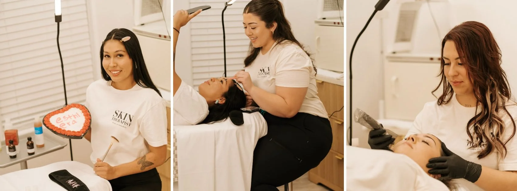 Esthetician applying a professional peel during a facial at M Spa in Rio Rancho NM