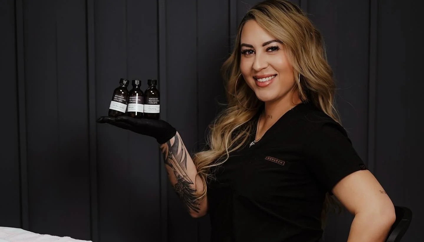 Indiana at M Sp in Rio Rancho holding Advanced Rejuvenating Concepts Products