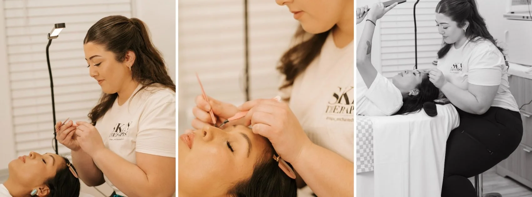M Spa esthetician doing lash and brow work in Rio Rancho NM