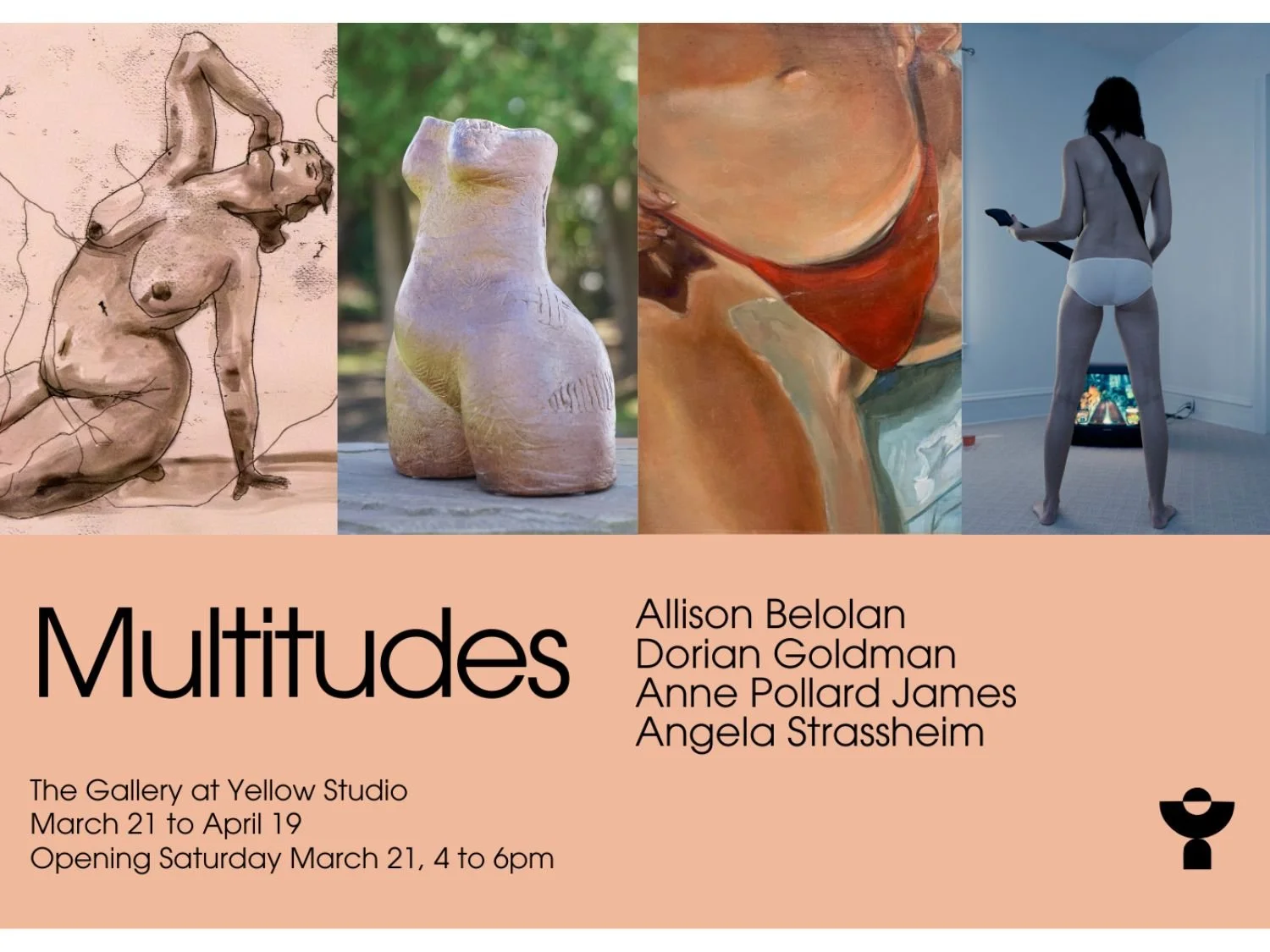Promotional graphic for Multitudes group exhibition at The Gallery at Yellow Studio