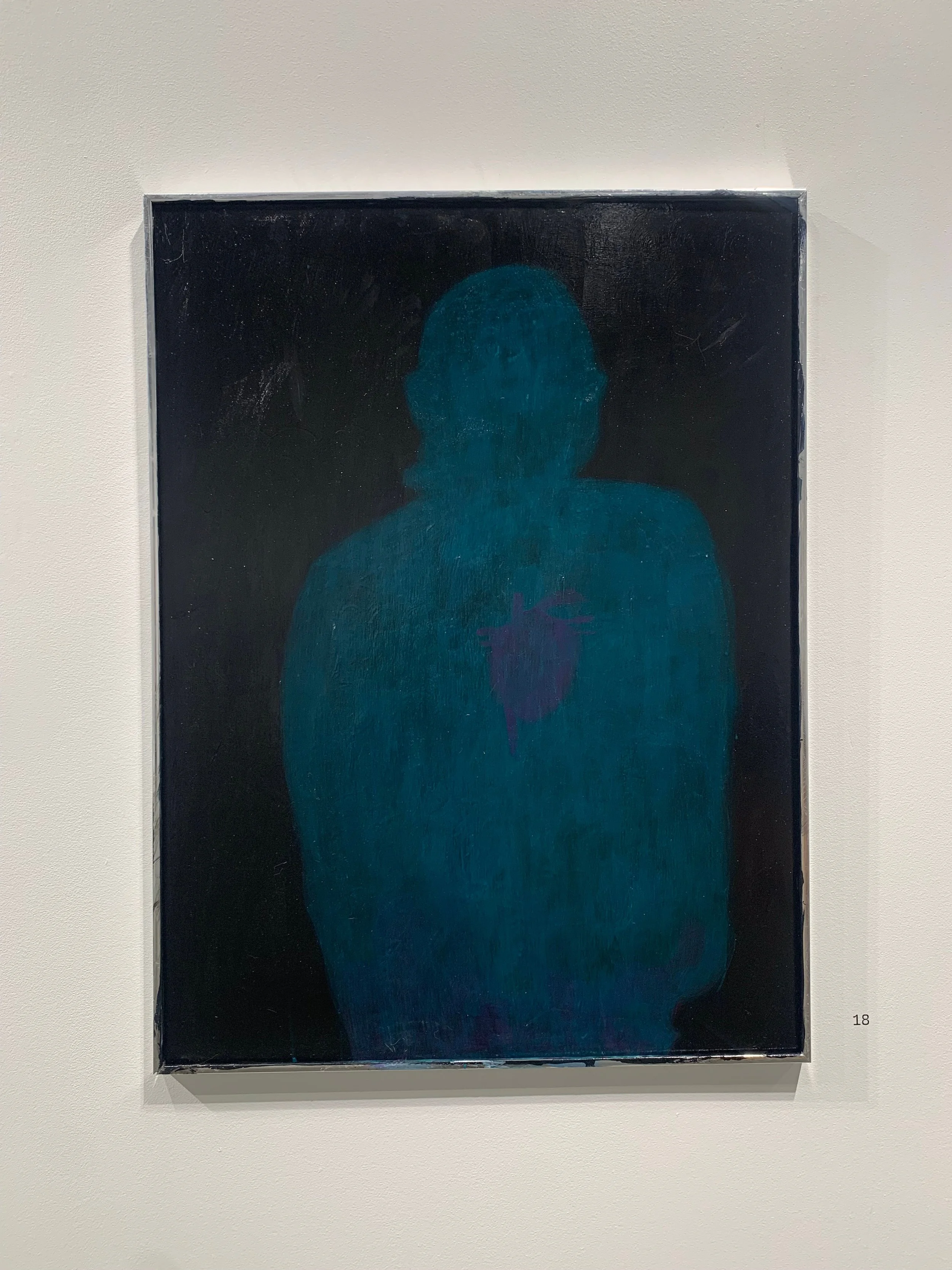 Pablo Cruz-Ayala, Mothers Warmth, Thermochromic Pigment, Acrylic, on Glass Pane, 24 x 36 x 2 inches, 2026, $500