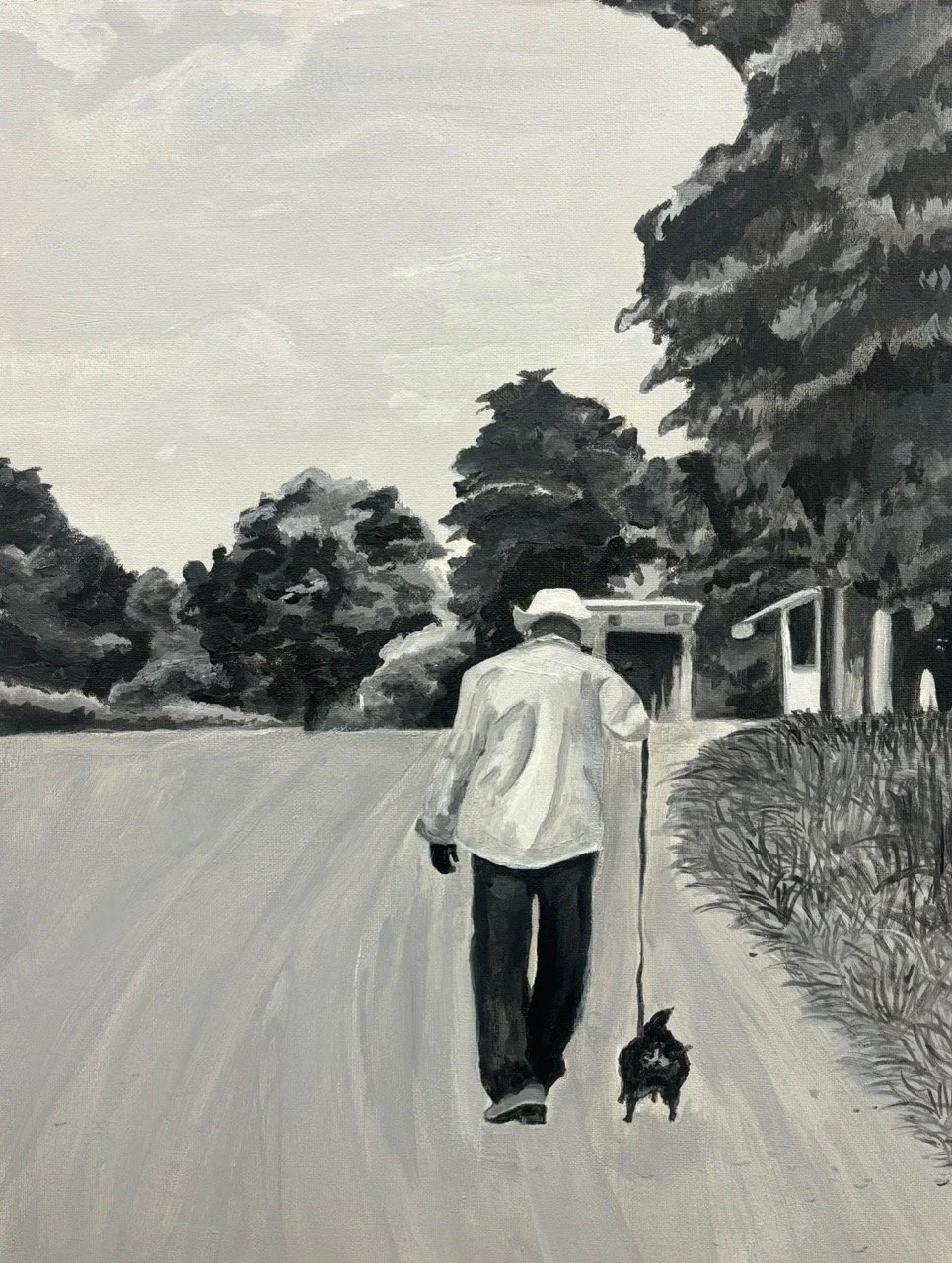 Elías Magdalena, los ultimo pasos de mi abuelo, Acrylic on canvas, 18 x 24 inches, 2025, NFS