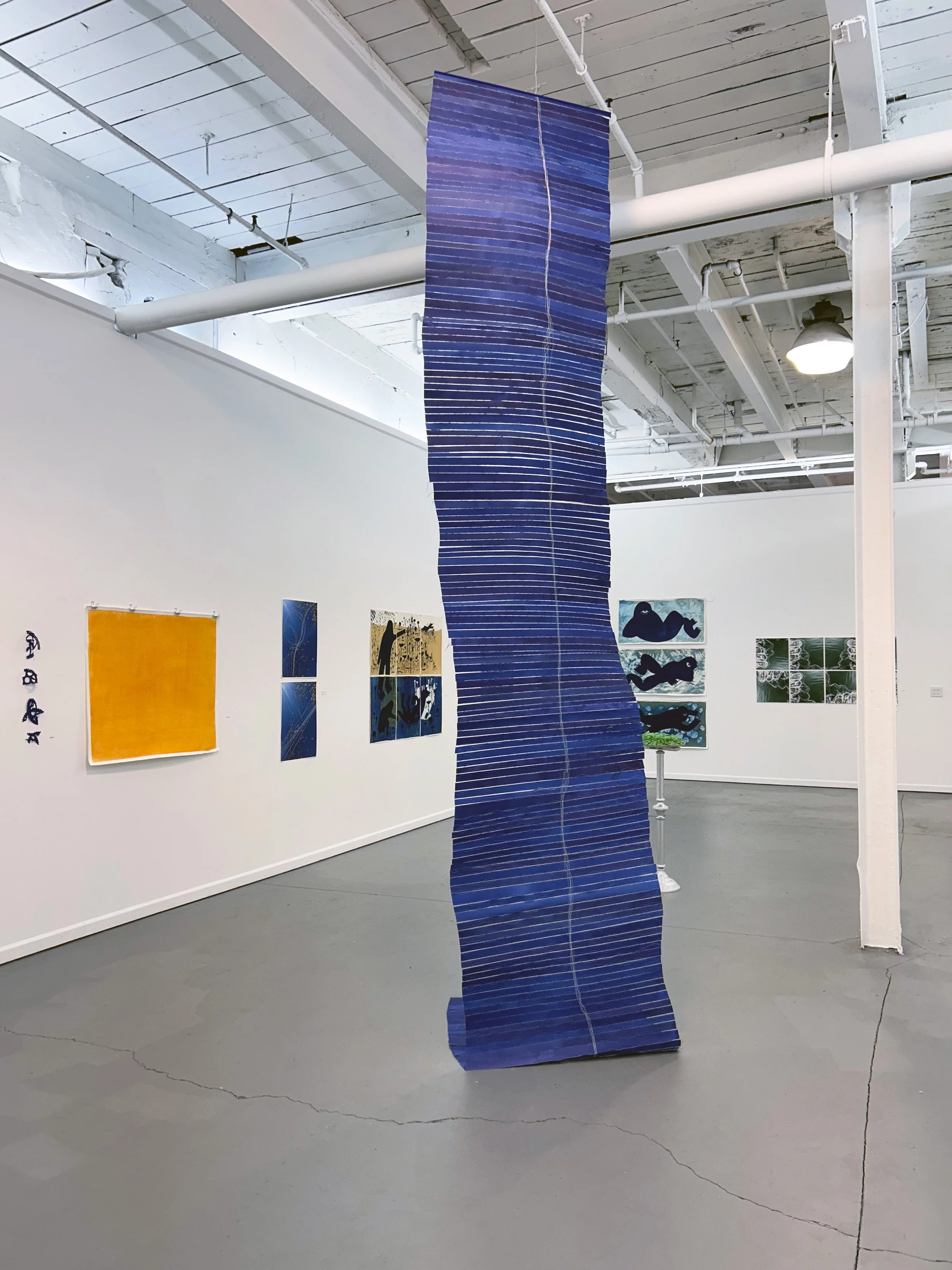 Kelly Lawler, Ascension, Water color & thread, 3.5 x 18 feet, 2025, $5555