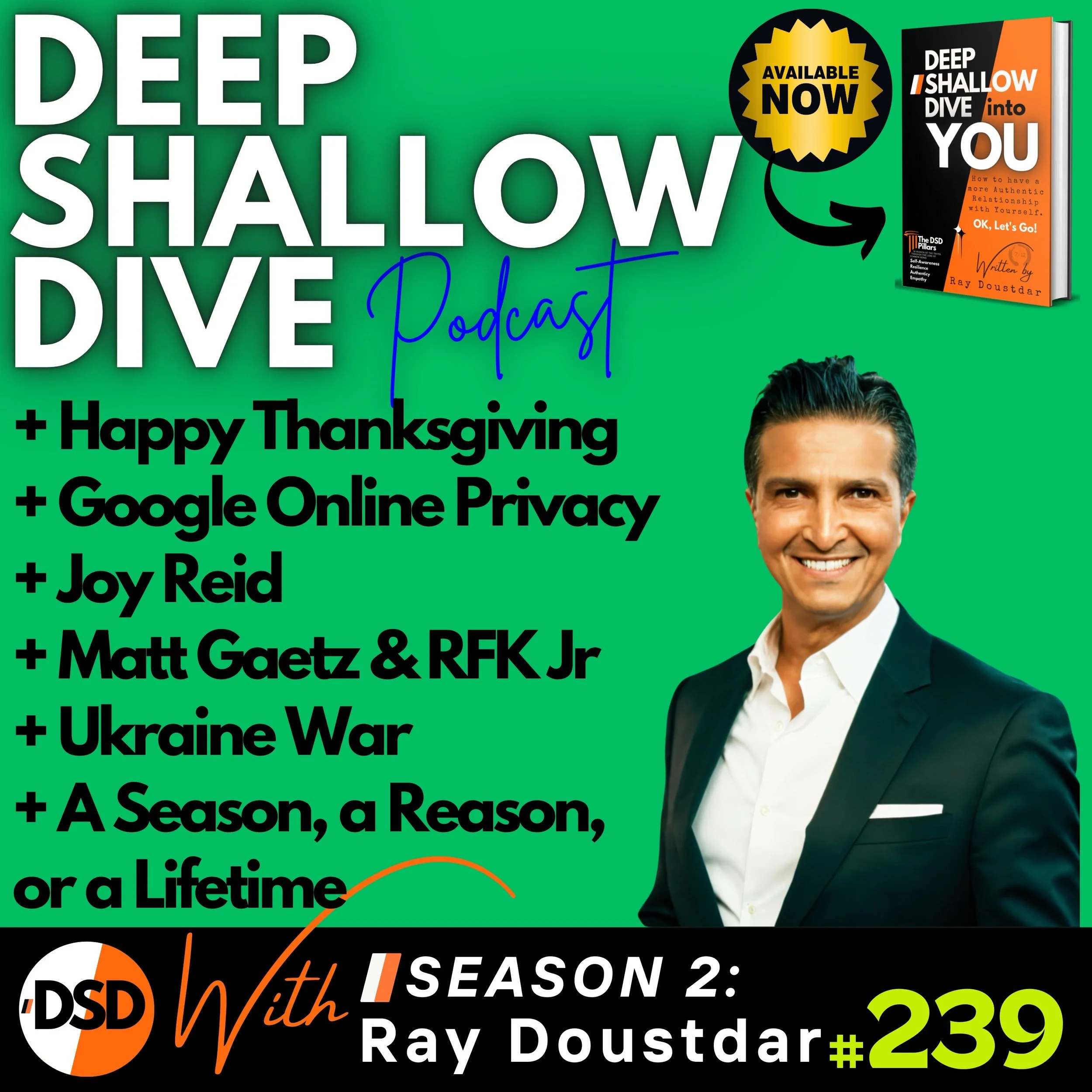 EP#239 | DSD | Thanksgiving, Online Privacy, Joy Reid, RFK Jr., Matt Gaetz &amp; Ukraine War