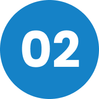circle icon with blue background with a white number saying "02"