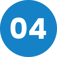 circle icon with blue background with a white number saying "04"