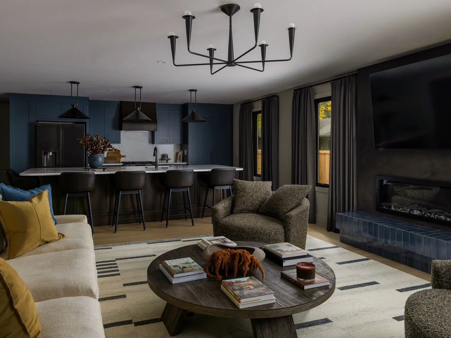 A deep, masculine palette balanced by natural texture and @josiekeainteriors signature organic-modern warmth

Design @josiekeainteriors 
Woodworking @finelinemillworks 
Photo @indymediaco 

#indyphotographer #indyinteriordesigner #customwoodworking #