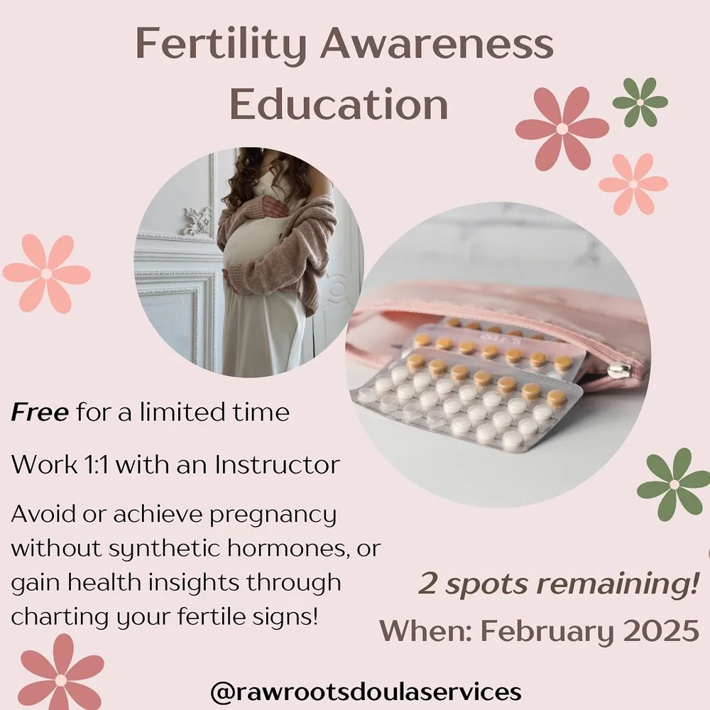 Would you like to:
&bull;learn about your cycle 
&bull;avoid pregnancy without hormones or barrier methods
&bull;optimize your fertile window to achieve pregnancy

We have 2 FREE spots remaining to work 1 on 1 with a fertility awareness educator. Rea