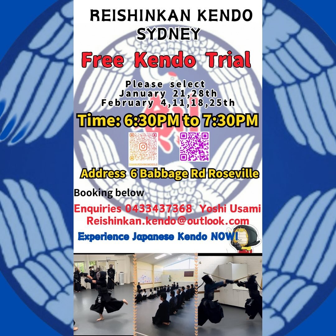 Reishinkan Kendojo is now accepting new members!
We invite you to start with our free trial course.

For inquiries, please contact us at:
Phone: 043-343-7368 (Usami)
Email: Reishinkan.kendo@outlook.com