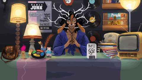 'Human Junk' stall run by a Jackalope