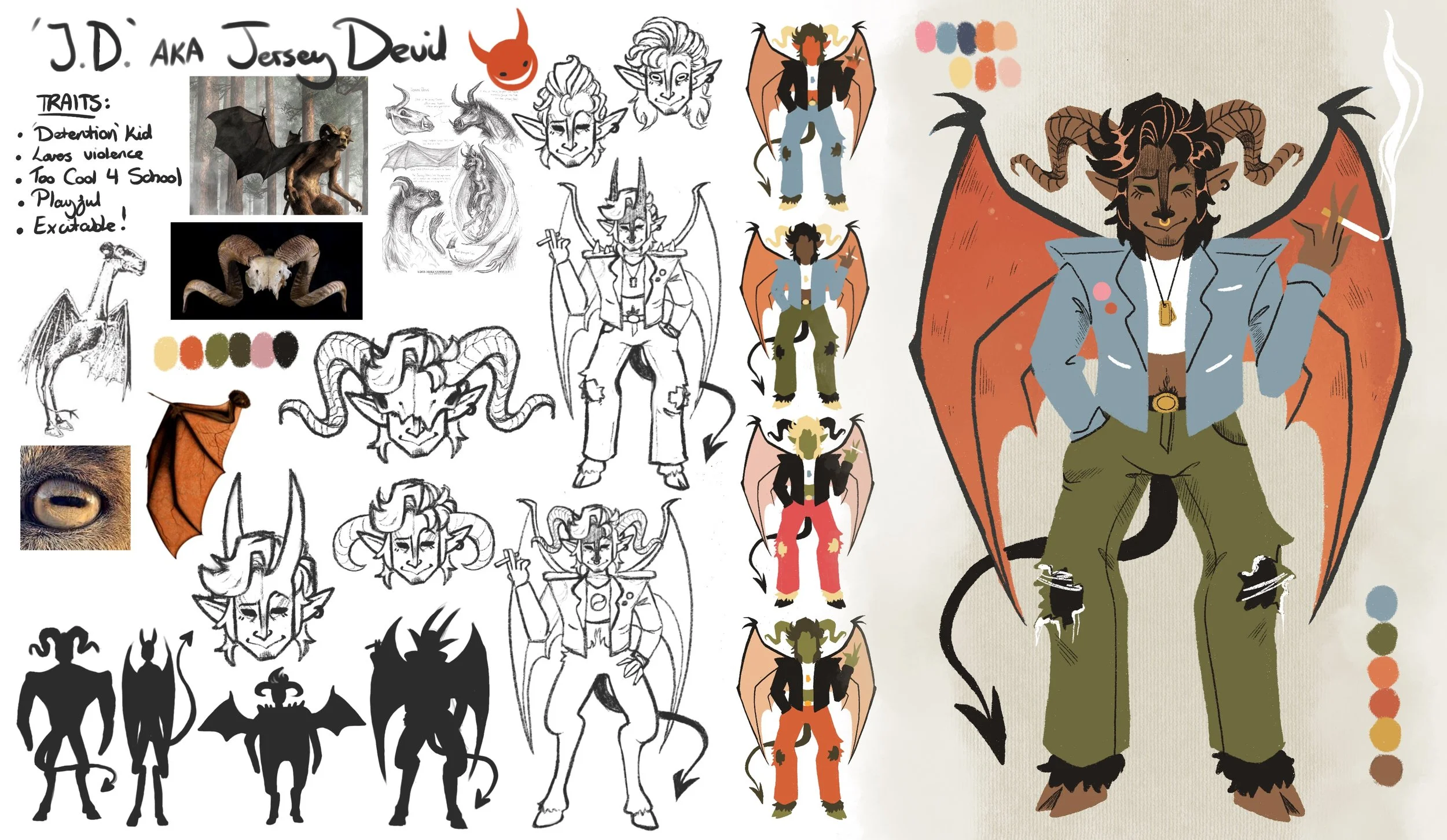 Jersey Devil design - J.D. Typical delinquent 'cool dude' who isnt afraid to show you just why people call him a devil. 