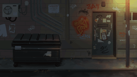 Alleyway and entrance to venue of The Cryptid Convention. 