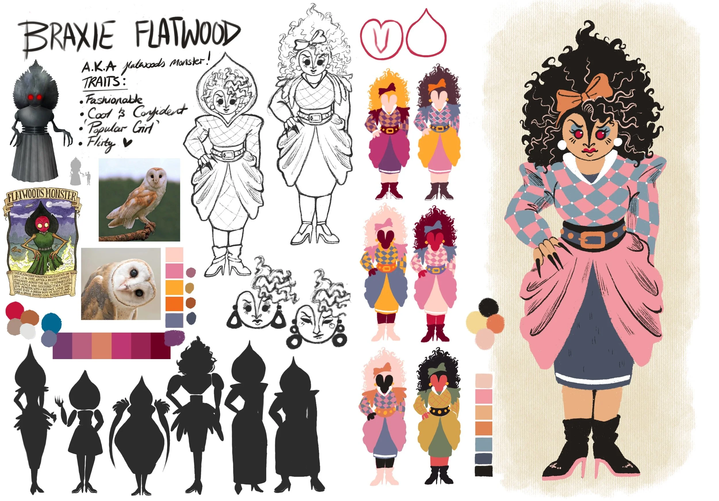 Flatwoods Monster design - Braxxie Flatwood. Fashion forward business women who isn't afraid  to say her mind. 