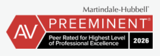 AV Preeminent®: The highest peer rating standard. This is given to attorneys who are ranked at the highest level of professional excellence for their legal expertise, communication skills, and ethical standards by their peers.