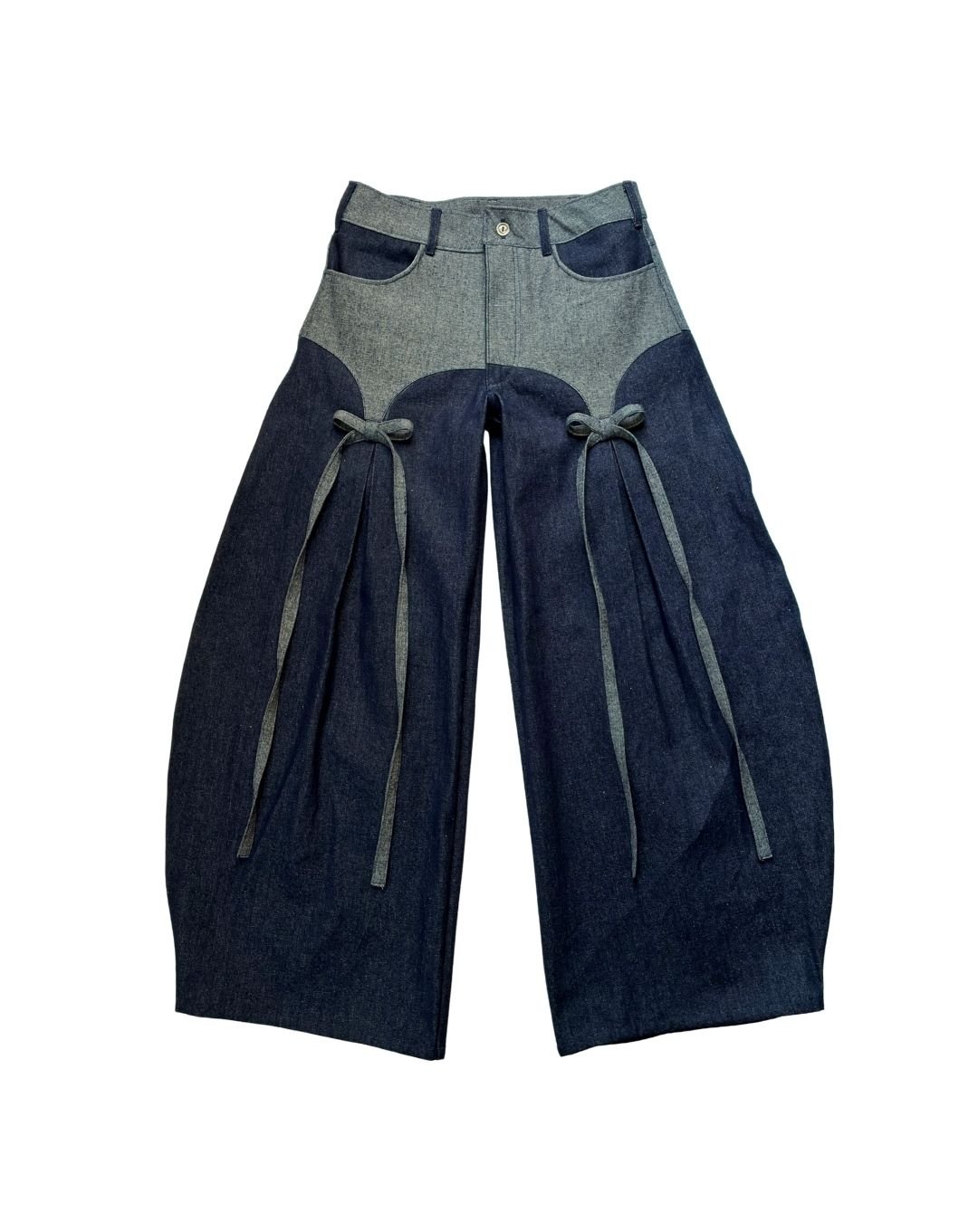 Navy Garter Bow Pants