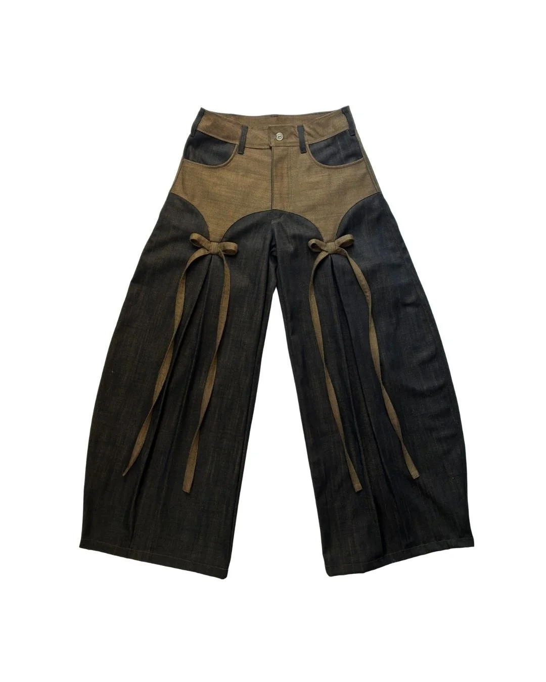 Brown Garter Bow Pants