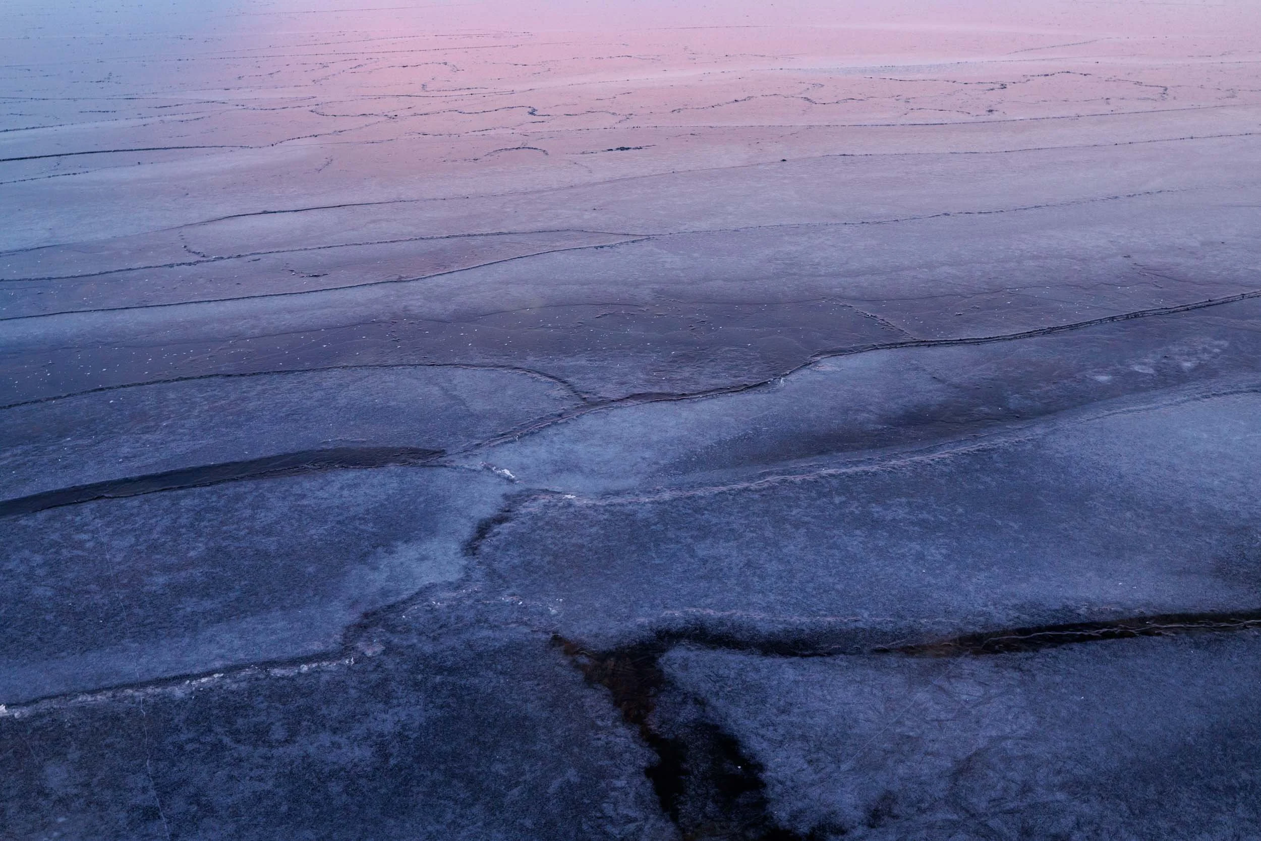 Fresh ice on lake tornetrask in Abisko
