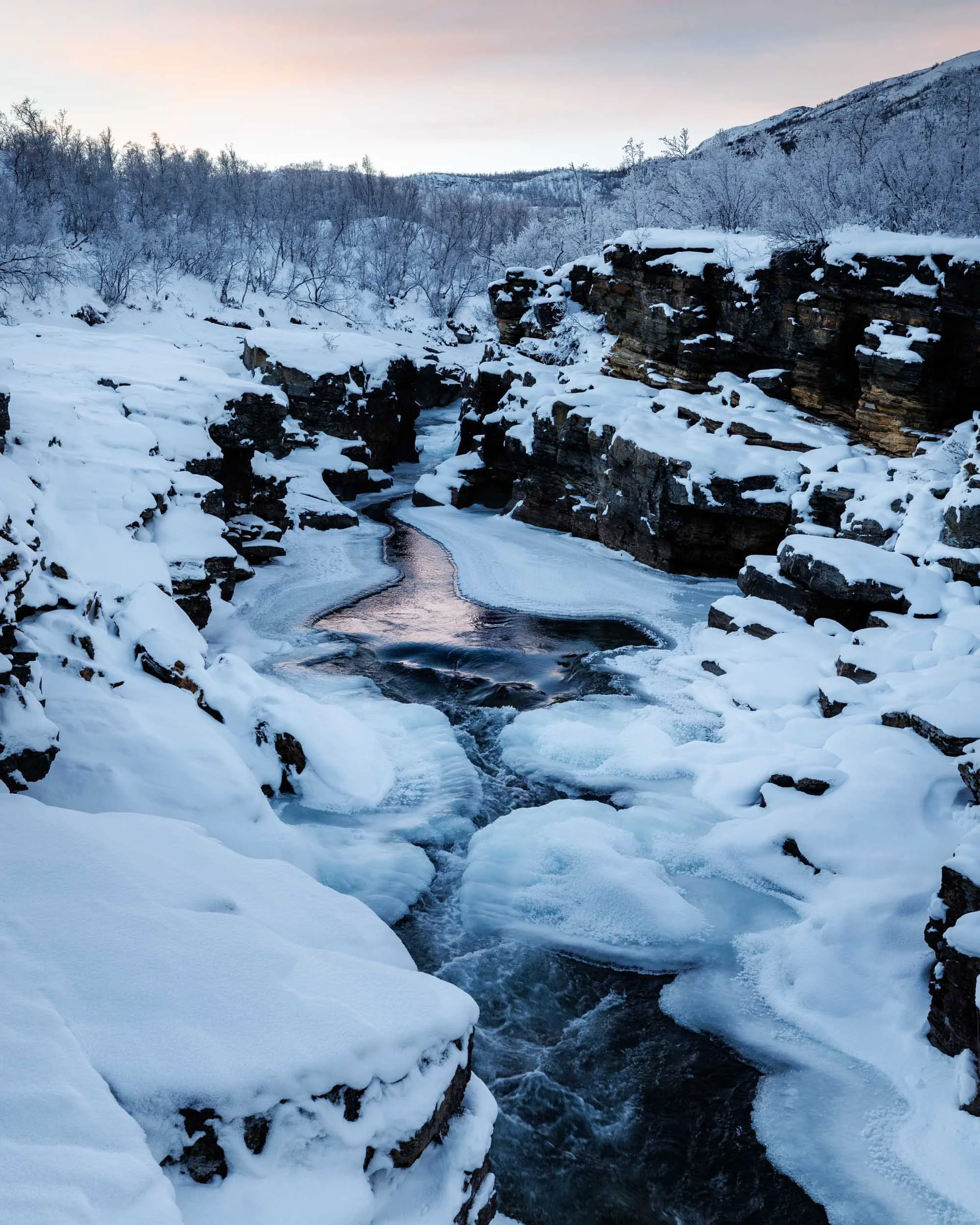 The Abisko canyon in winter