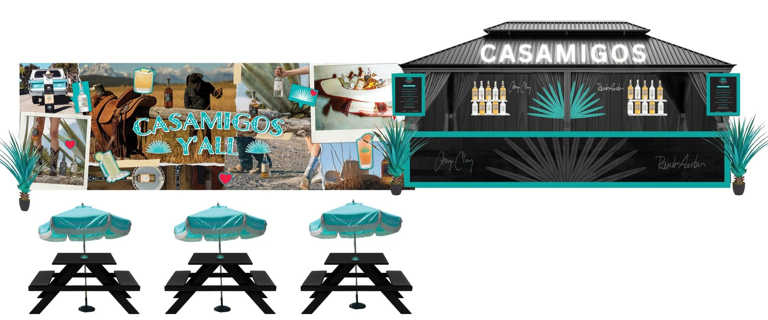 Mural wall for outdoor activation. Outdoor bar presented by Cowboys Nightclub, based on interior bar design by Casamigos.