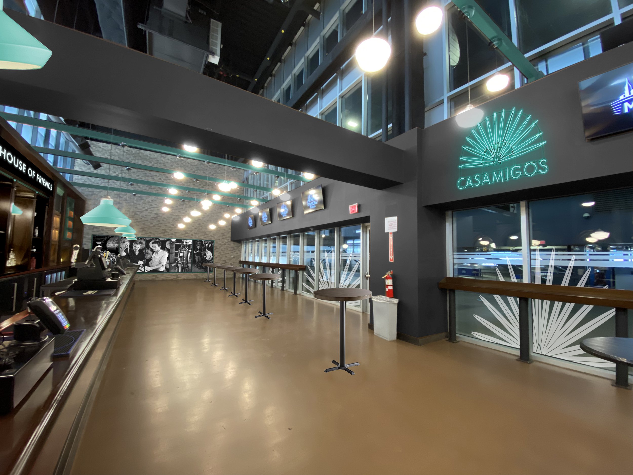 Casamigos x MetLife interior facing out towards main concourse.