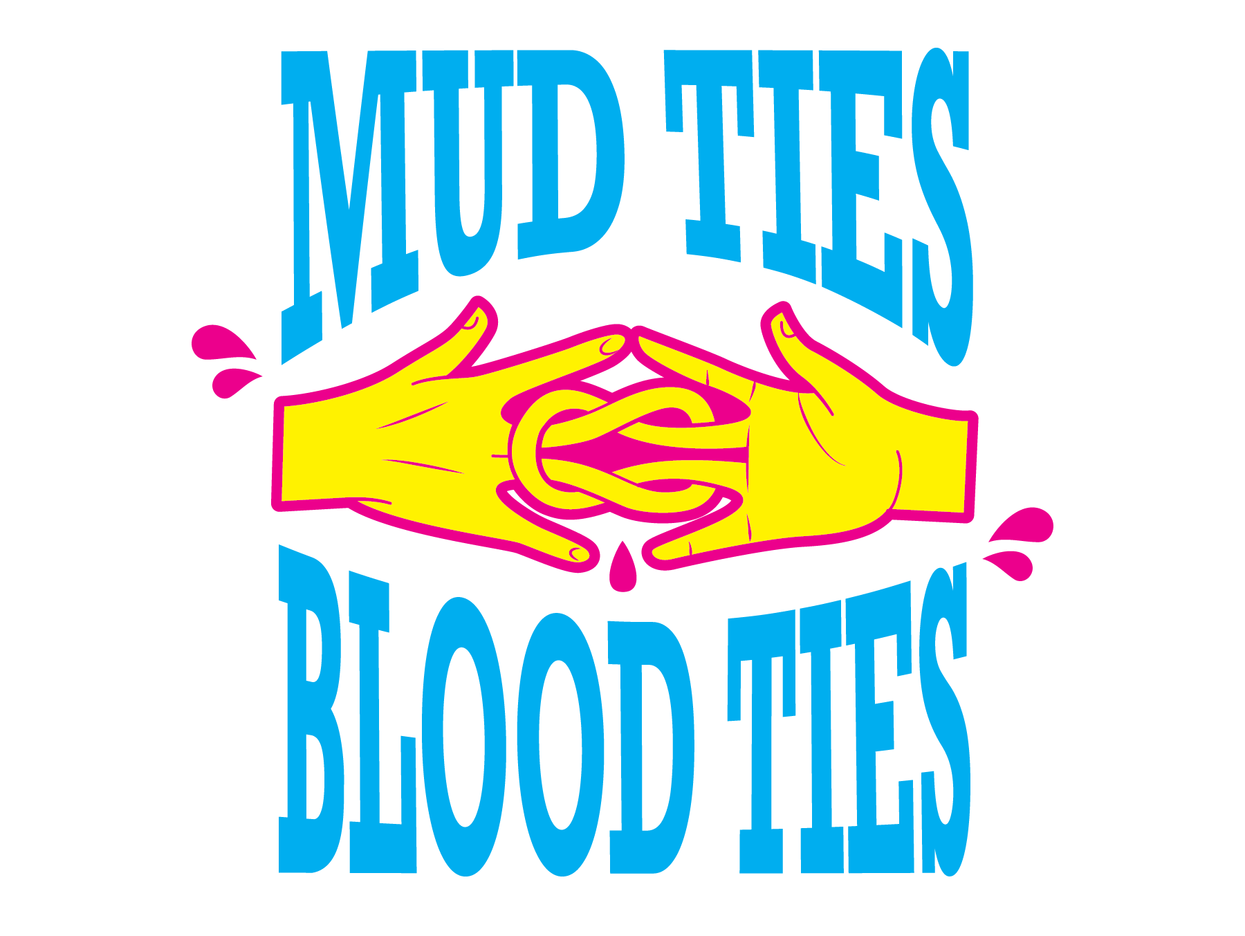 Graphic for embroidered patch merch, featuring pop up tagline.
