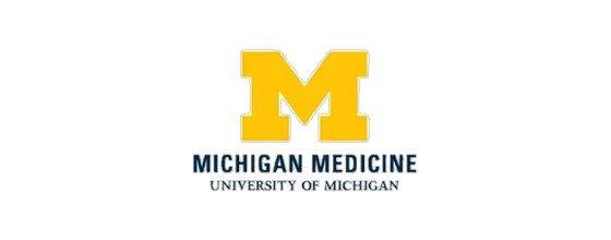 Yellow block letter 'M' with text below reading 'Michigan Medicine University of Michigan'.