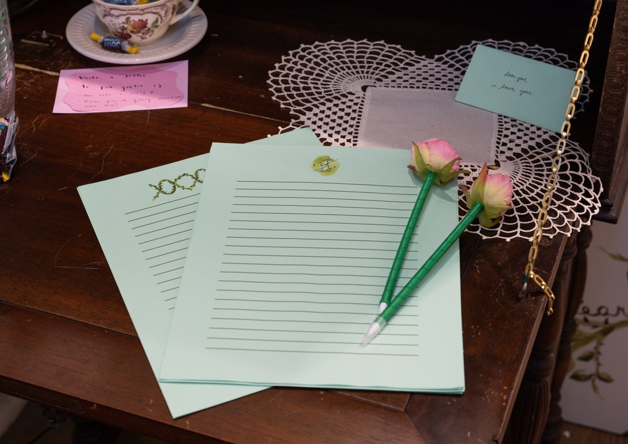 Custom stationery for letter writing station Photo by Vivian Marie Doering