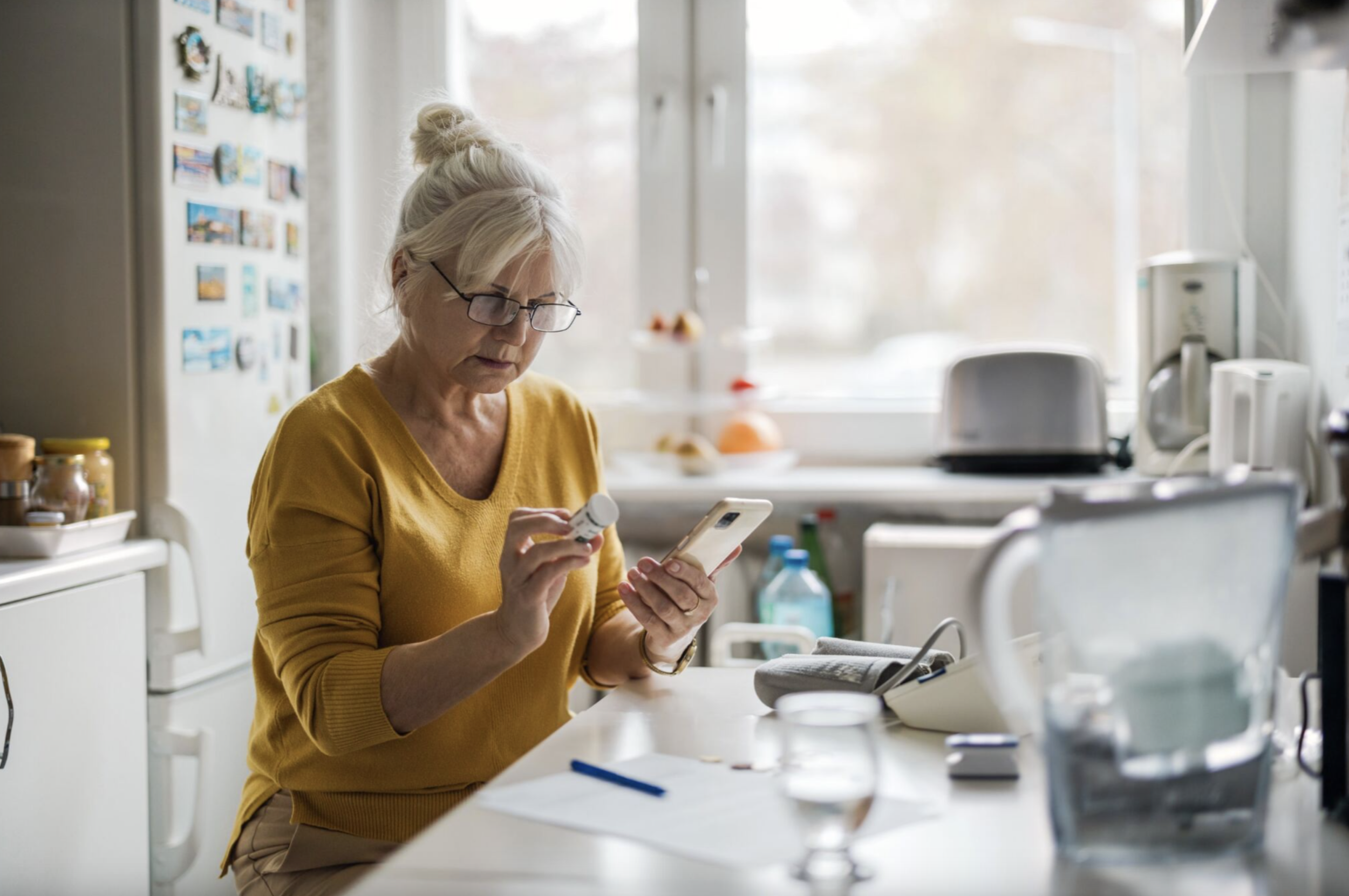 Image of woman checking her prescription on Mednovate Connect