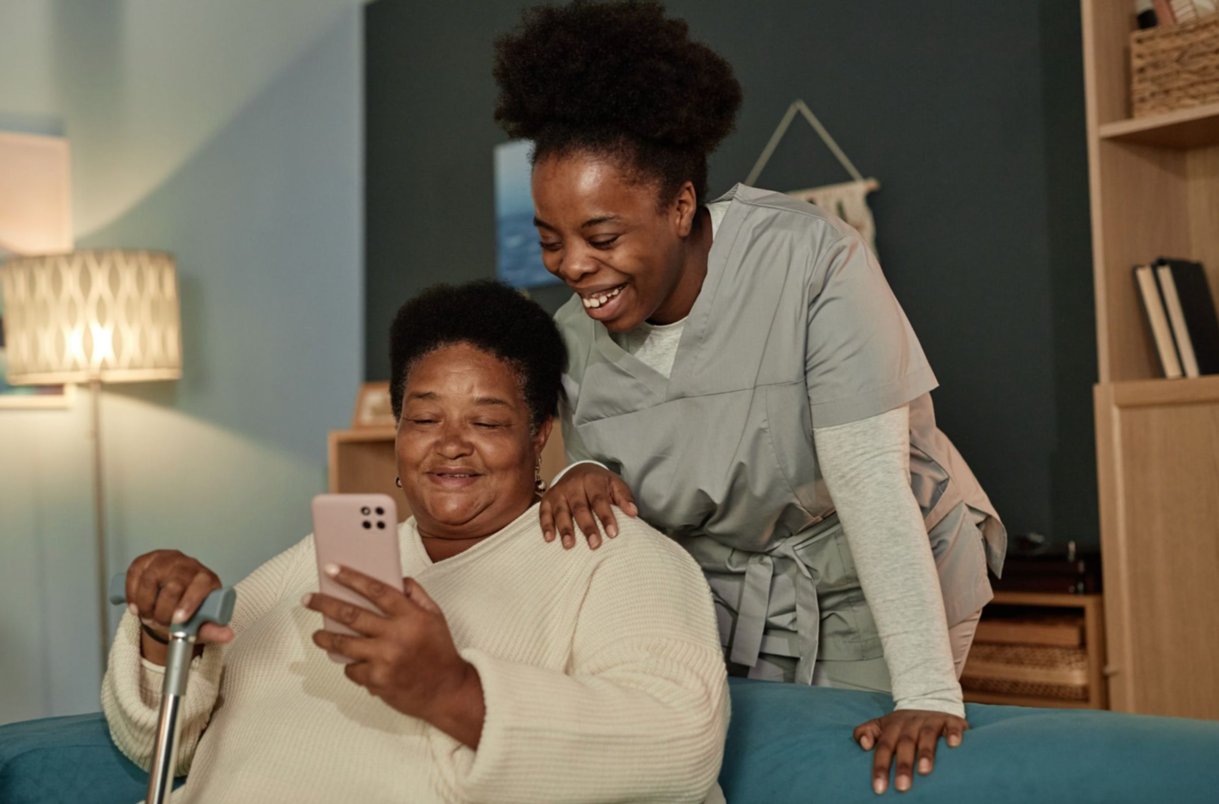 Image of woman and her caregiver on MedNovate Connect