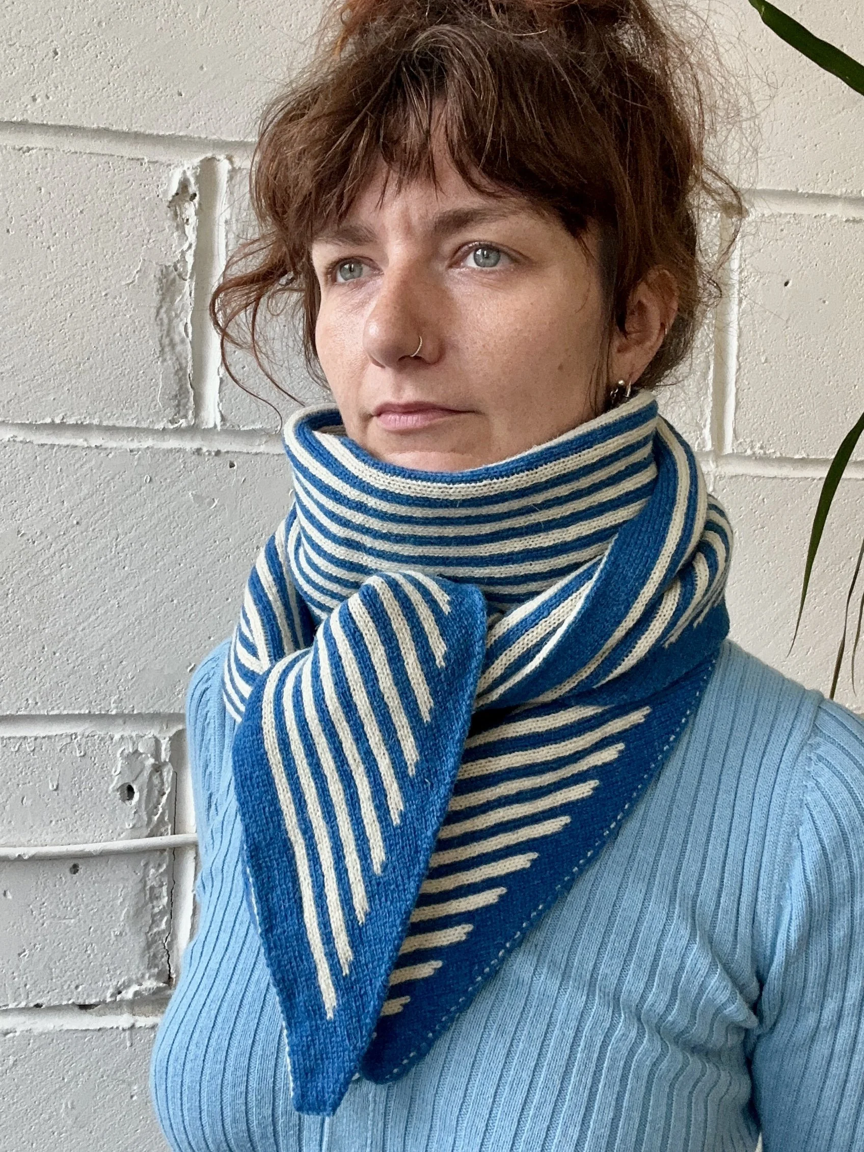 Pin-Stripe Triangle Lambswool Scarf