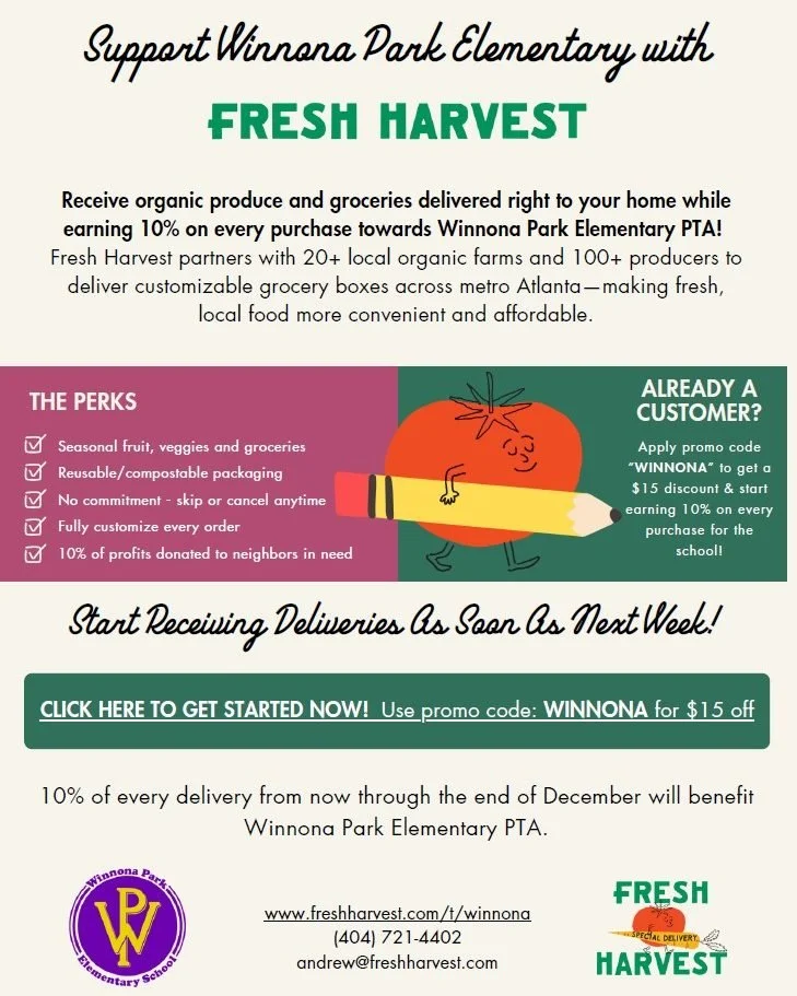 🥕 Fresh Harvest Update: Keep It Going, Winnona Park! 🍎

Thanks to so many WP families signing up and shopping with @freshharvest, they&rsquo;ve made an addition donation to our school. That means your grocery orders are making a real impact.

Fresh