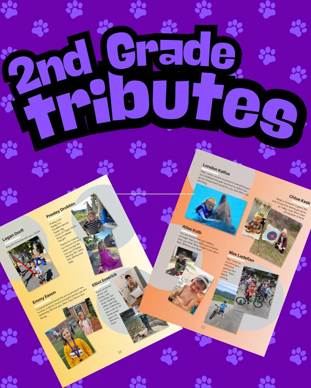⏰ Reminder! The deadline is today!

FREE 2nd grade yearbook tributes are available for ALL Winnona Park 2nd graders, but you only have through today to submit your photos and message.

It takes just a few minutes and they'll treasure it forever. Prom