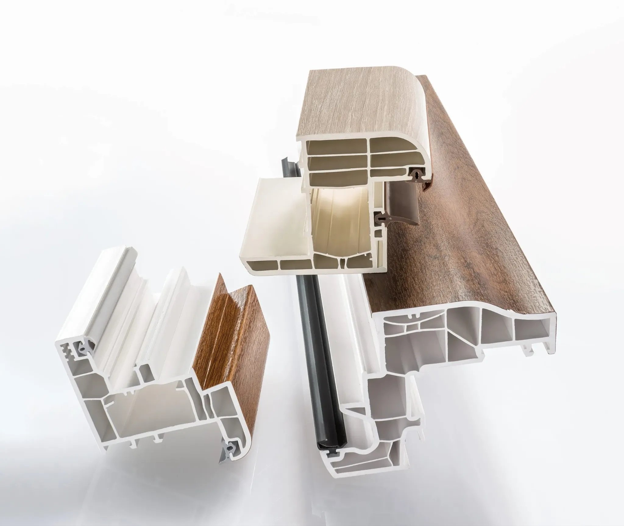 Decorative PVC window profiles with interior cross-section