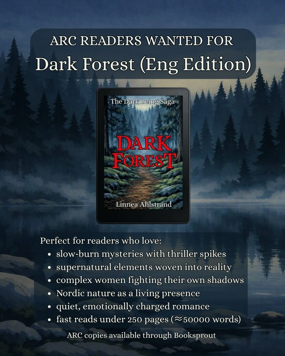 Dark Forest follows Elvira as she returns to Lake Siftersj&ouml;n to settle her aunt&rsquo;s estate - only to find the forest watching her more closely than she remembers. Childhood memories blur, the trees feel alive, and the quiet architect Joel st