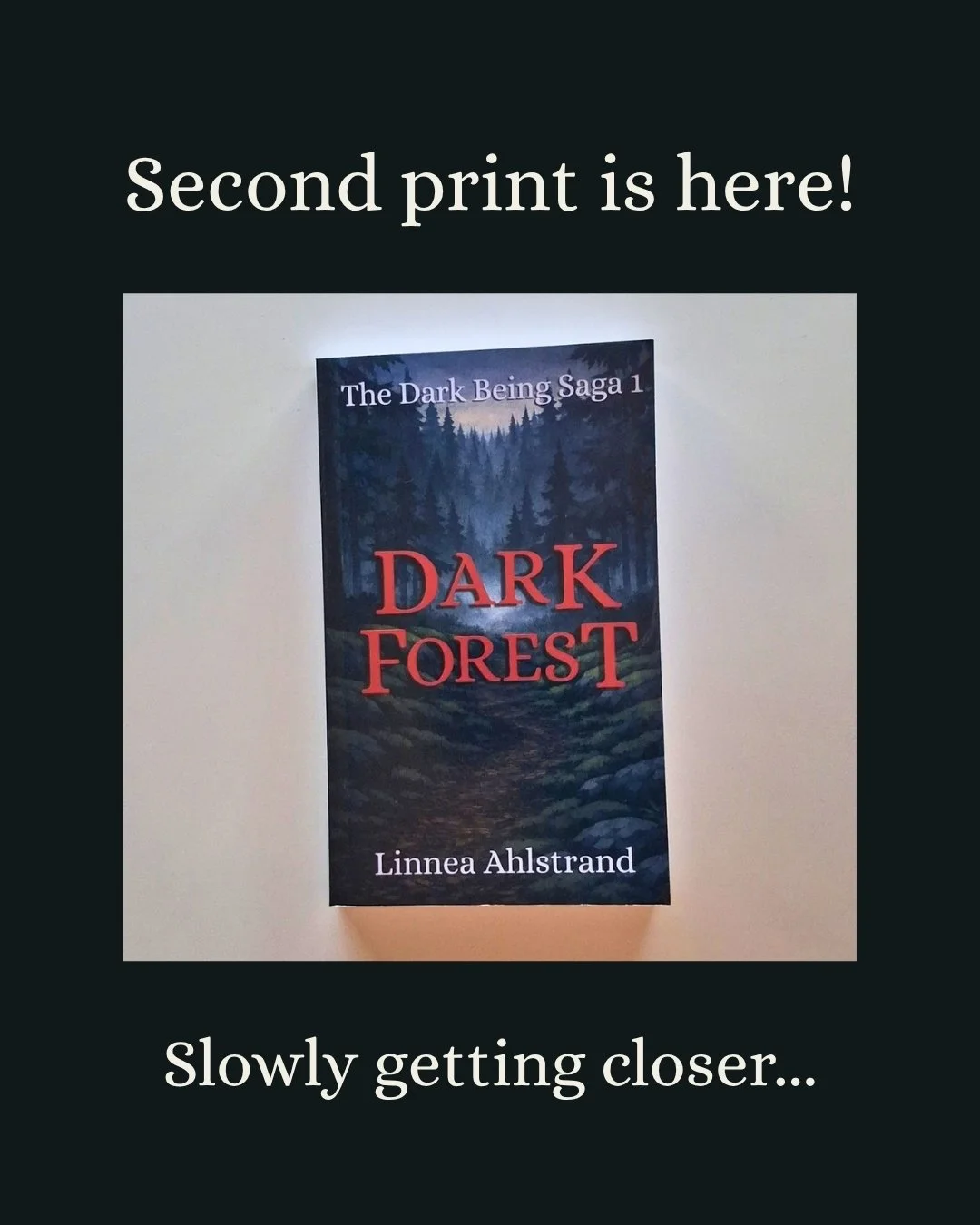 After the first print, I switched backgrounds. This one immediately resonated with me. The path leading into the dark, foggy forest felt exactly right. This second print is the first real version of what will become the final cover. 📘
	
Glossy helpe
