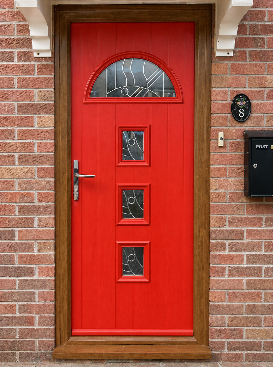 Beautiful Red Composite Door Fully Fitted in Exmouth.