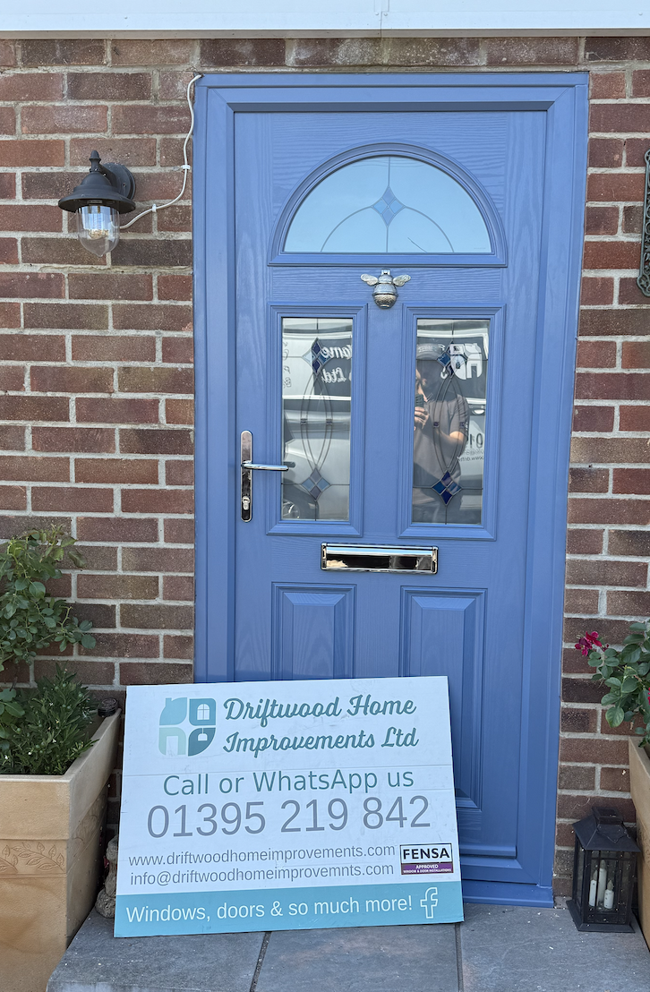 Pigeon Blue Composite Door With Matching Frame Somerset