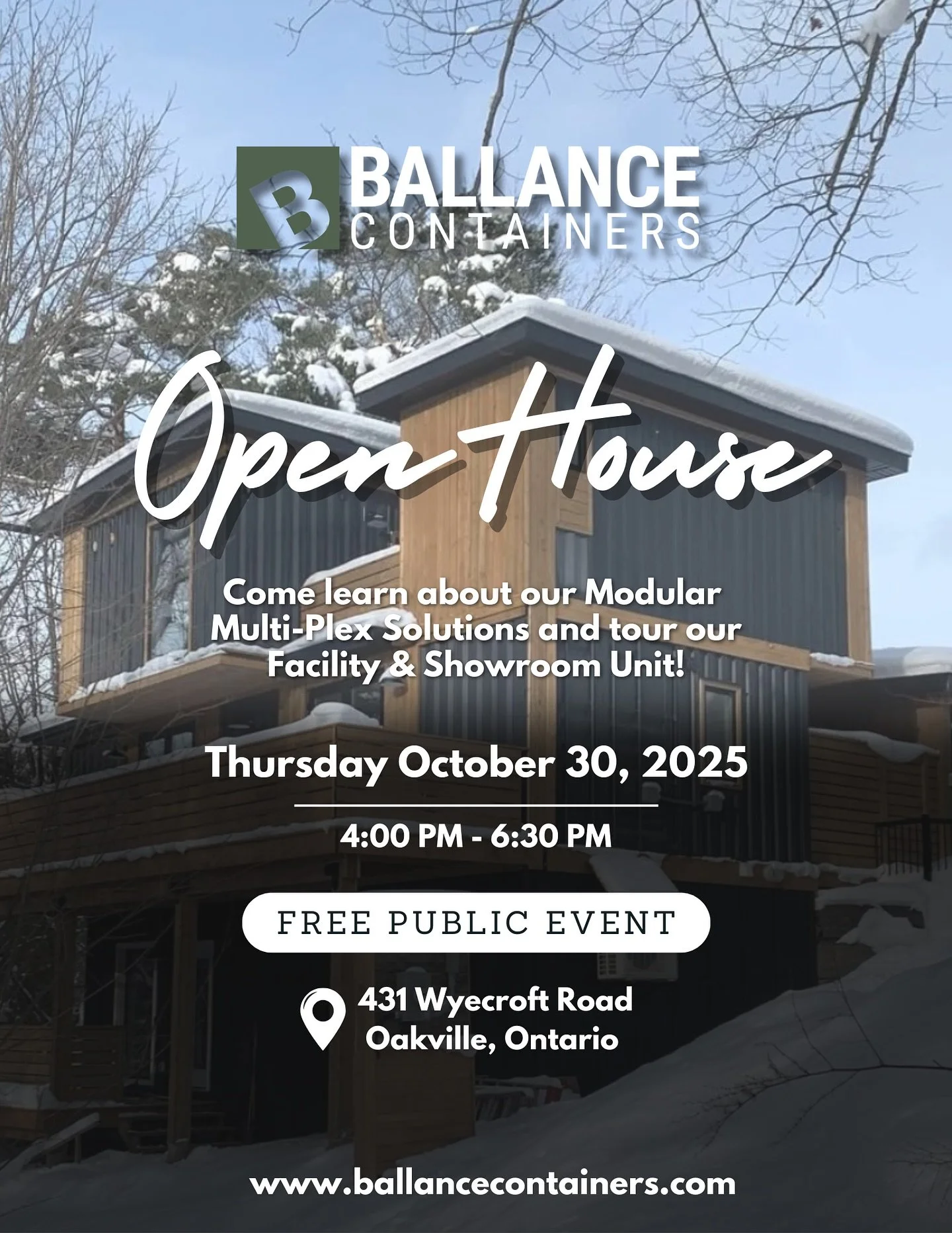 🏗️ Discover the Future of Modular Multi-Unit Buildings &mdash; You&rsquo;re Invited!

Join us for our next Open House at Ballance Containers as we showcase innovative modular multi-plex / multi-unit solutions designed to meet the growing demand for 