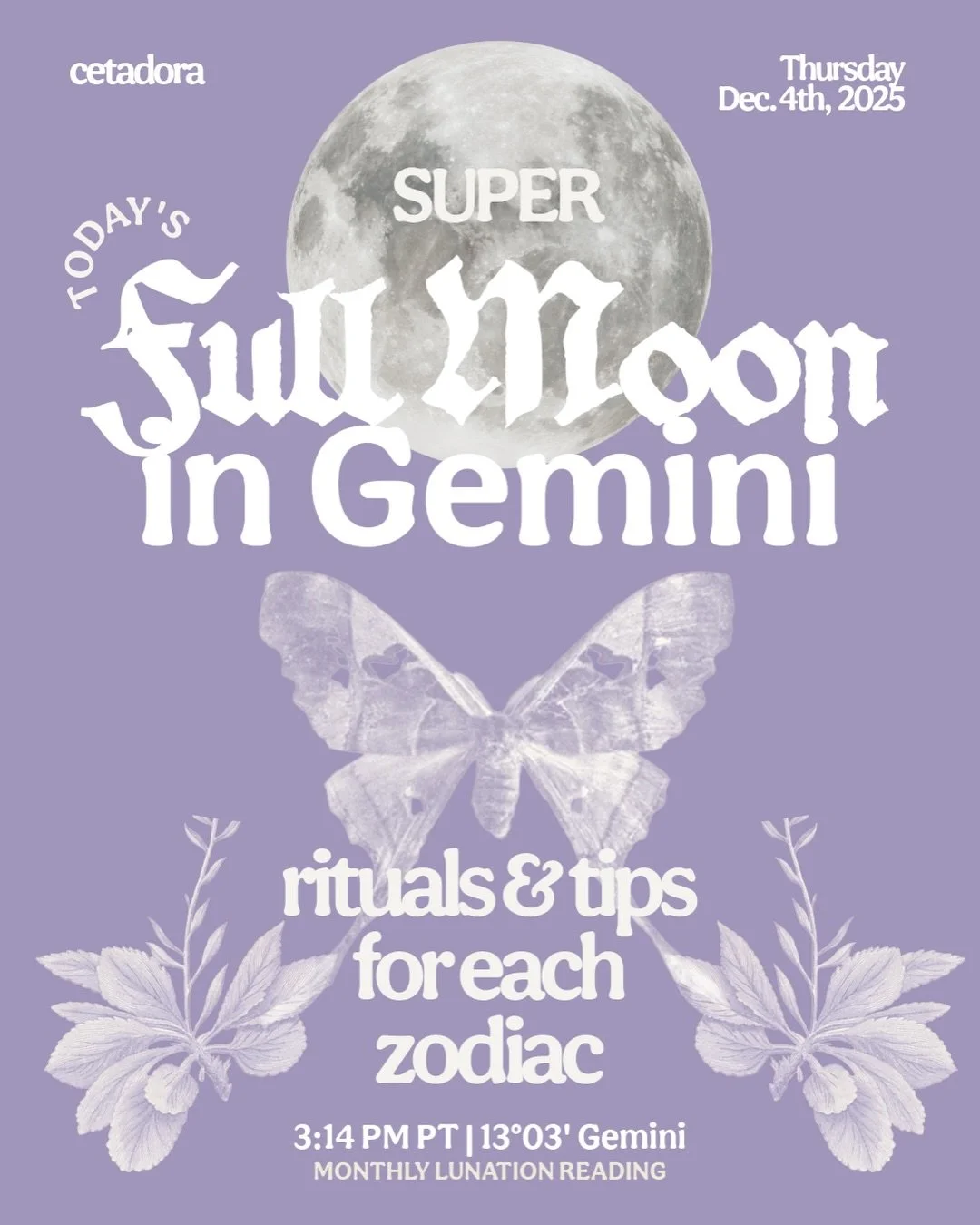 🌕♊️ Today&rsquo;s full moon in Gemini is the last full moon of 2025!!

Today, use this potent energy to close any tabs on any mental loops, baggage, stagnant texts/ emails/ recordings, harmful patterns, energetic chords&hellip; and set yourself free