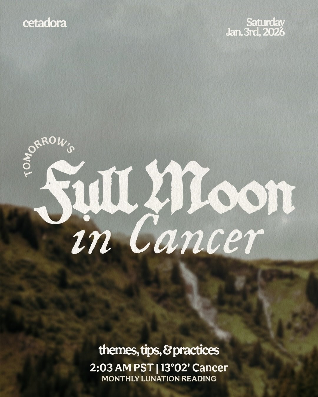 🌕 Jan 3rd, 2026 | The Wolf Moon rises tomorrow to illuminate the space between home and ambition, feeling and responsibility, what we hold privately, and what we offer the world. 

Under this light, emotions that have been quietly building ask to be