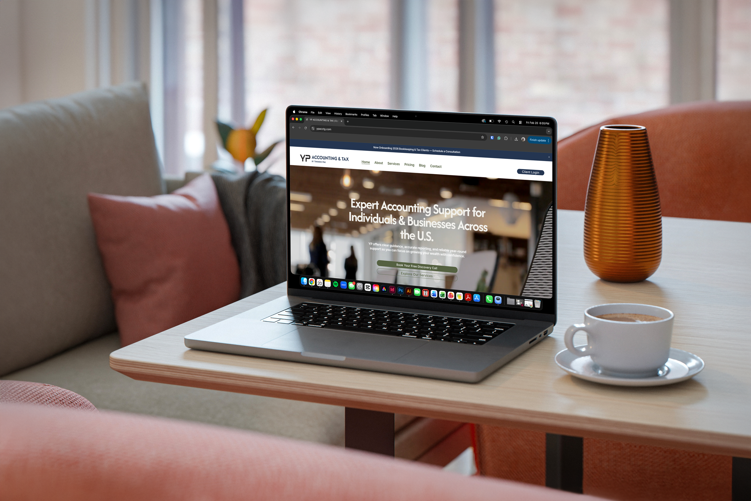 Yanarro Pak Accounting Website Design - Laptop on marble