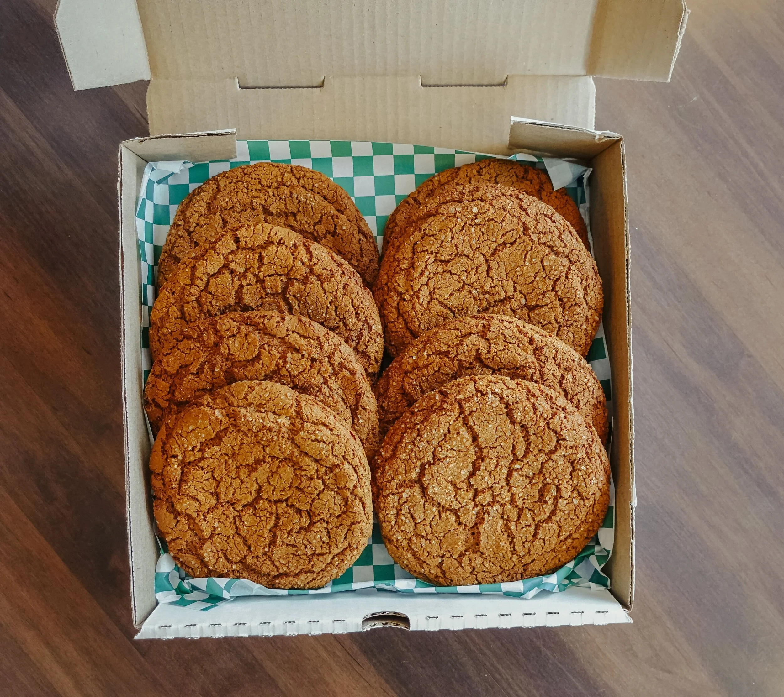 A box of 8 ginger cookies handmade by Nuestra.
