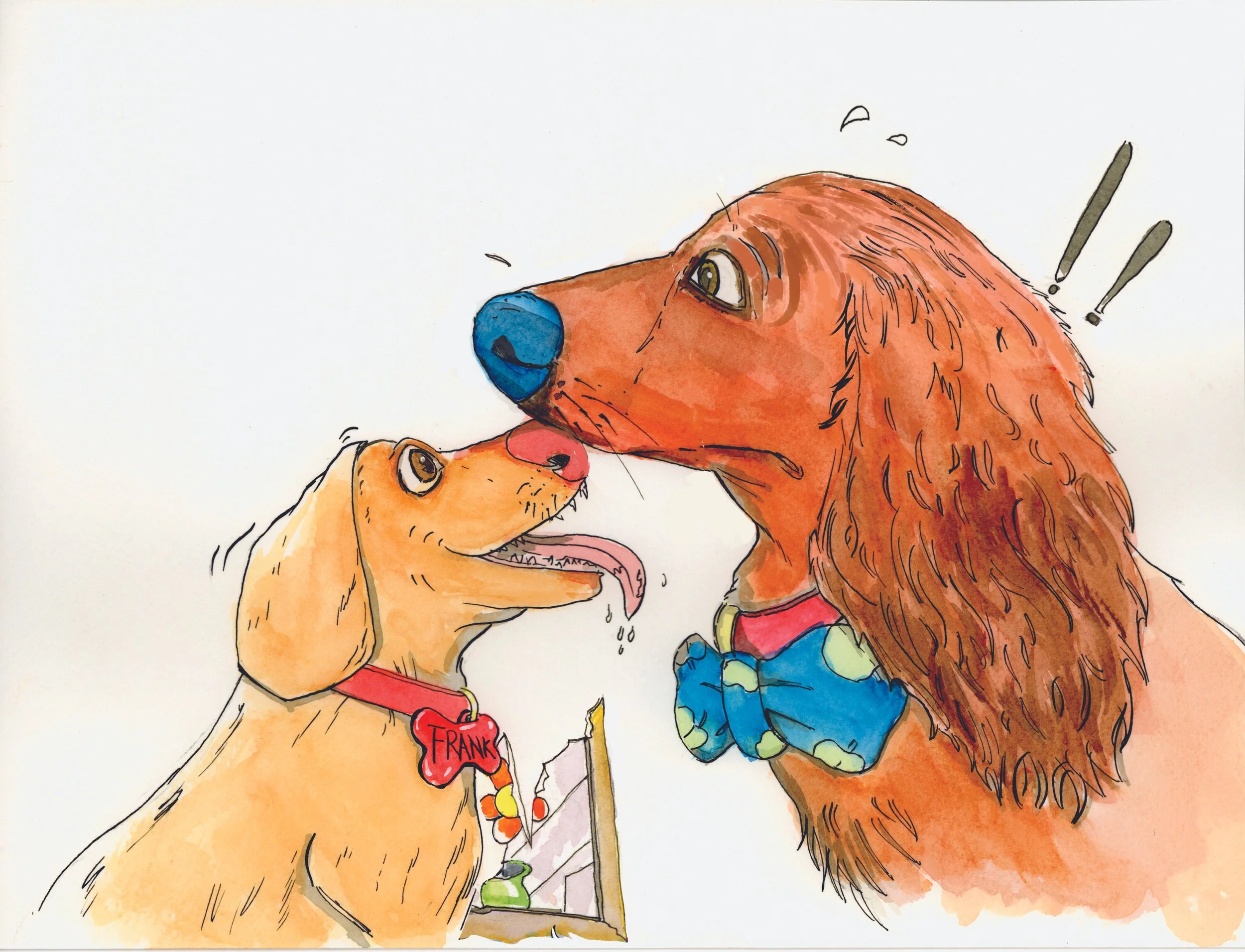 Beanie The Weenie Series: Frank the Tank. 
Media: pencils, waterproof ink, watercolor paints over watercolor paper cold press. 
Year: 2025

Book published by Author Gretchen K. Webber.