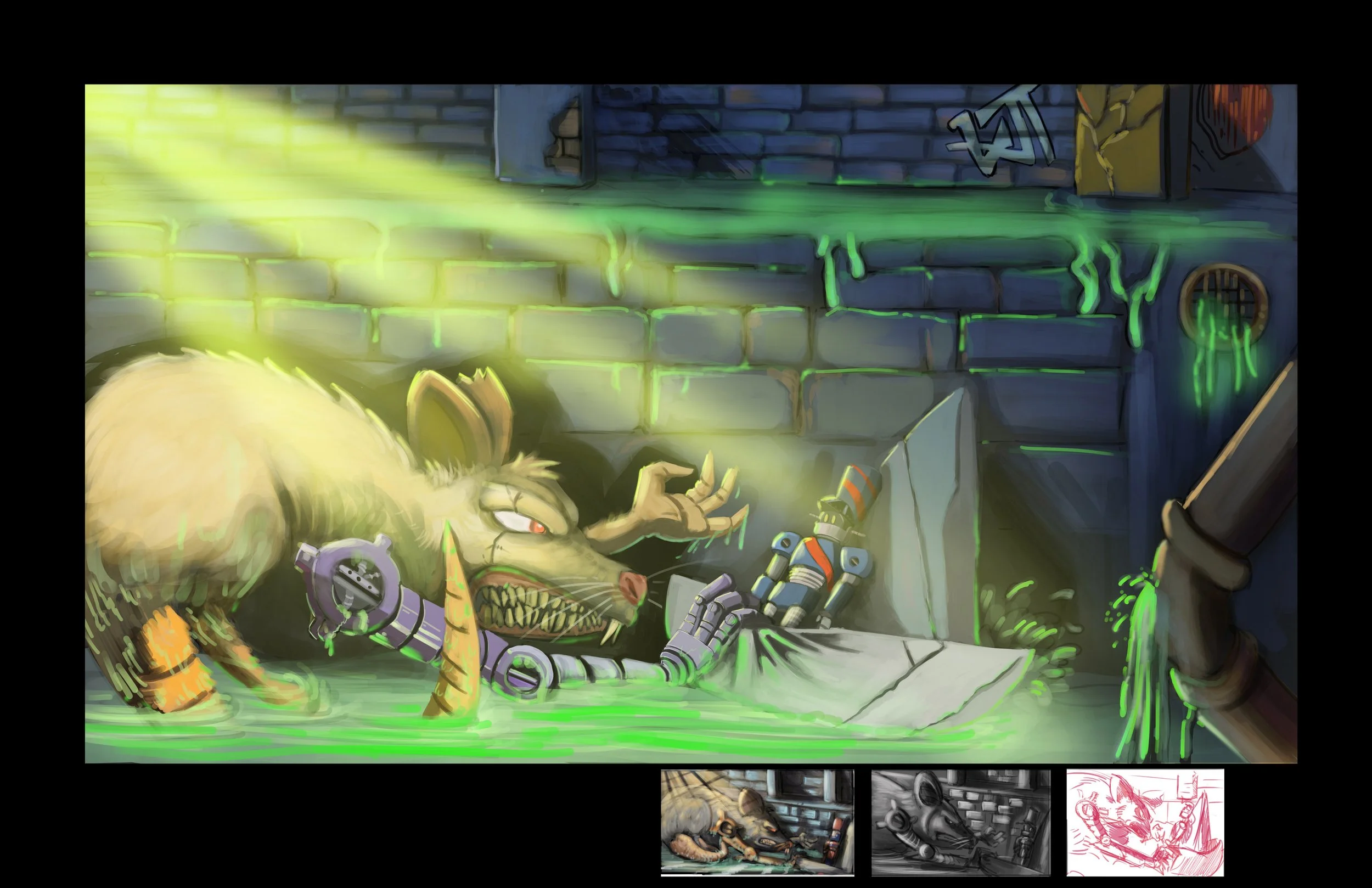 The Rat and The Steadfast Tin Soldier. 
(Re-Imagined scene from the original story The Steadfast Tin Soldier by Hans Christian Andersen)

Media: Digital Painting 
Year: 2024