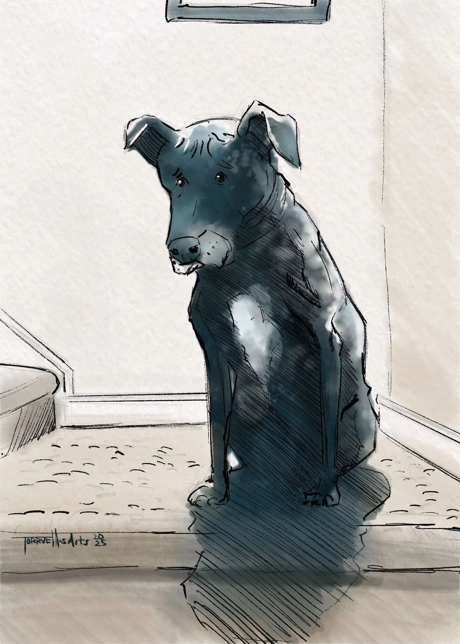 The Wait at The Staircase. 
Size: 11" X 17"
Digital
Year: 2026