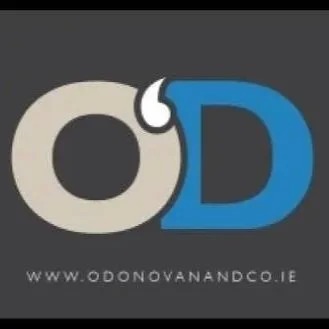 Logo with the text 'www.odonovanandco.ie' featuring a stylized 'O' and 'D' with a small horn above the 'O'.