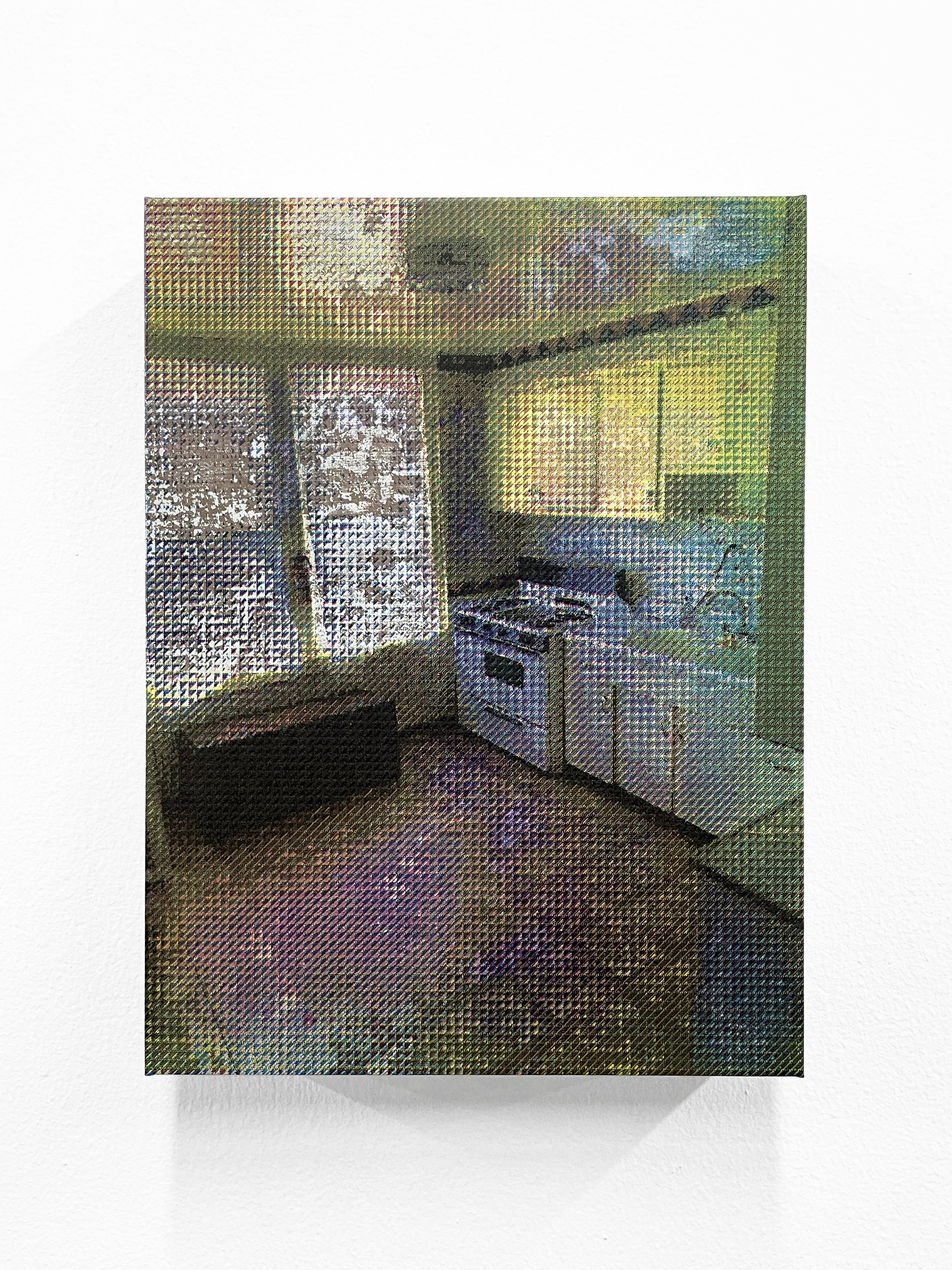    A last look—kitchen No. 3  , Stretched screenprint on poly-cotton fabric, 12” x 9” x 2” 
