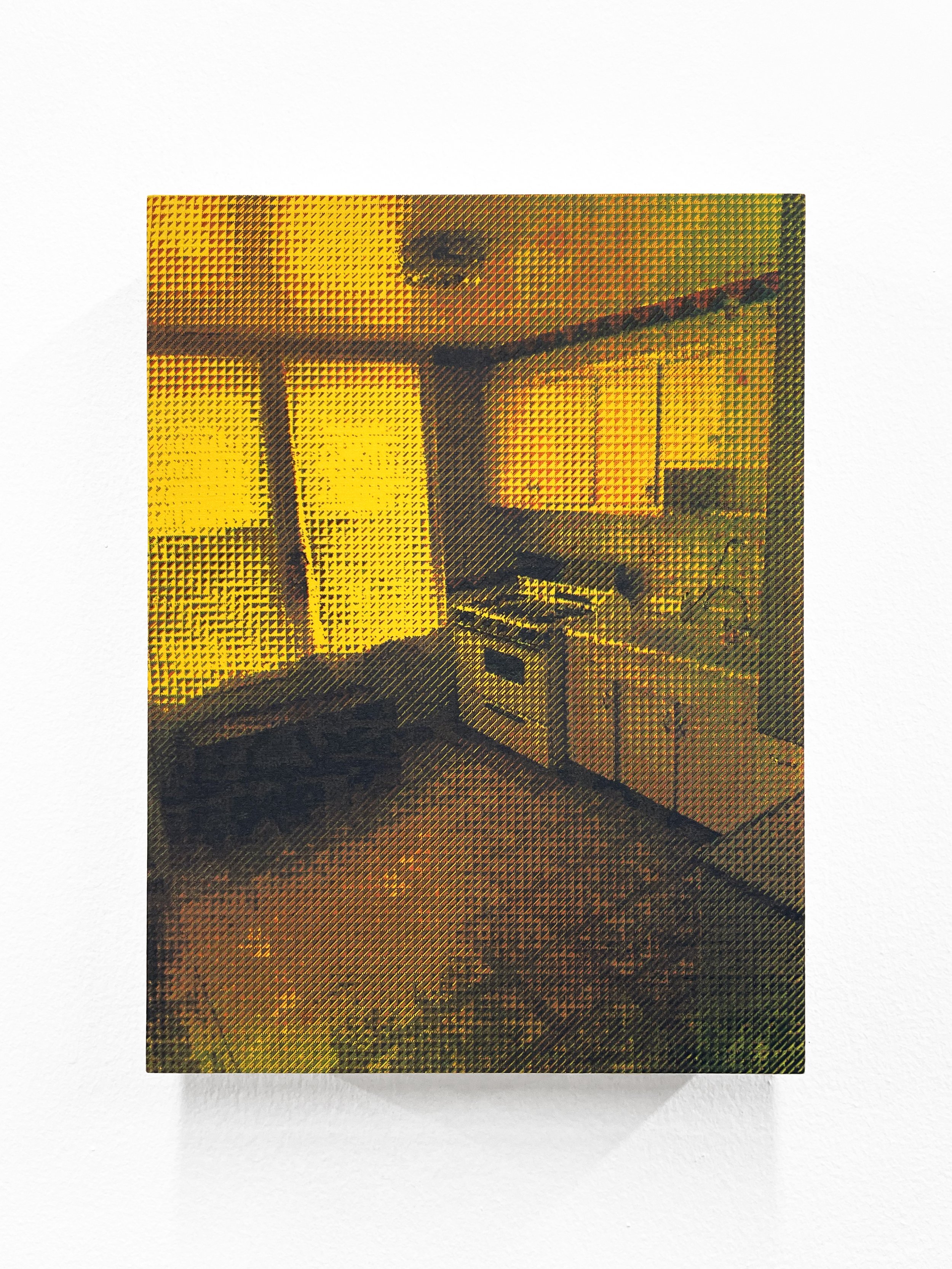    A last look—kitchen No. 2  , Stretched screenprint on poly-cotton fabric, 12” x 9” x 2” 
