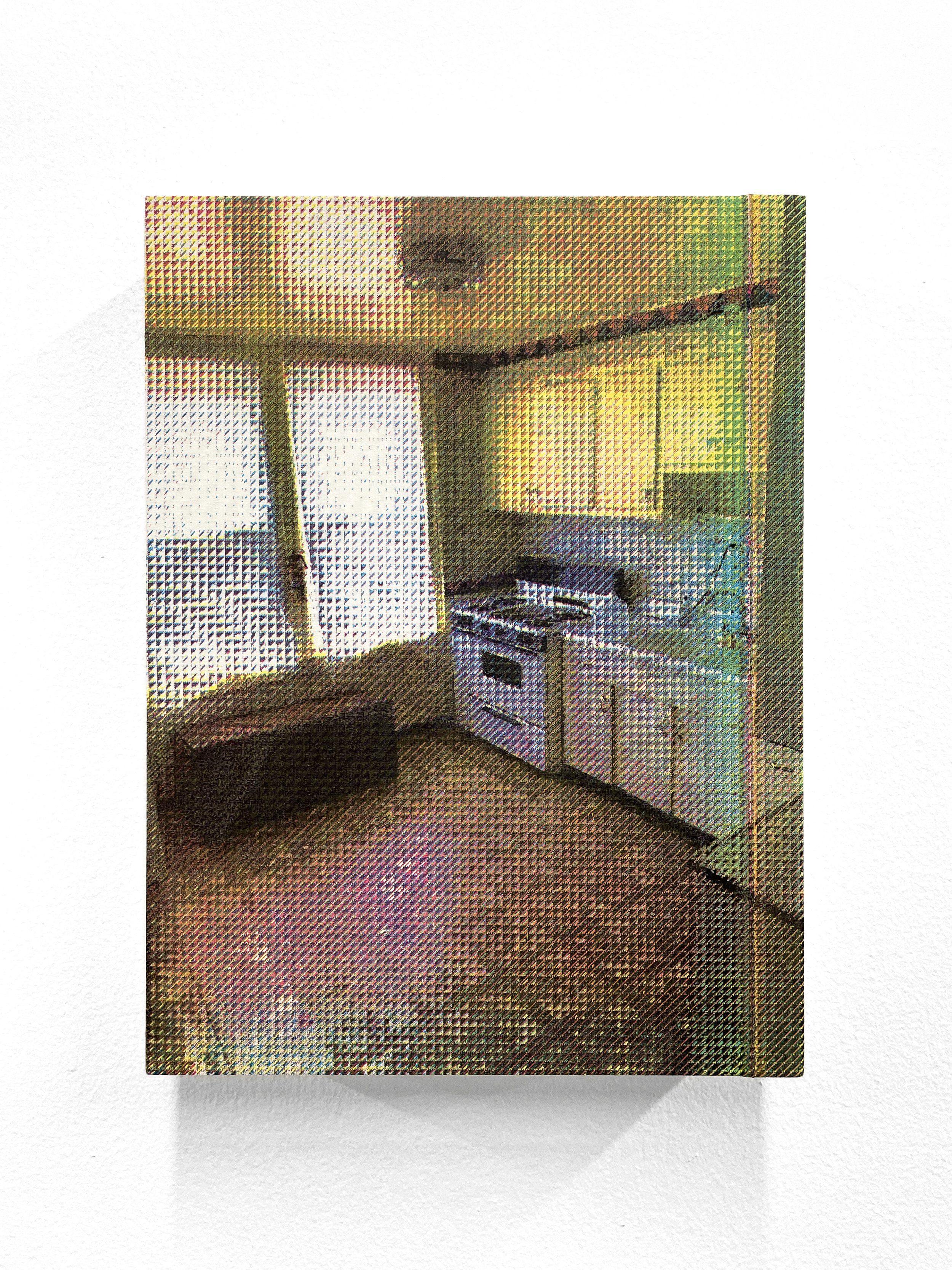    A last look—kitchen No. 1  , Stretched screenprint on poly-cotton fabric, 12” x 9” x 2” 